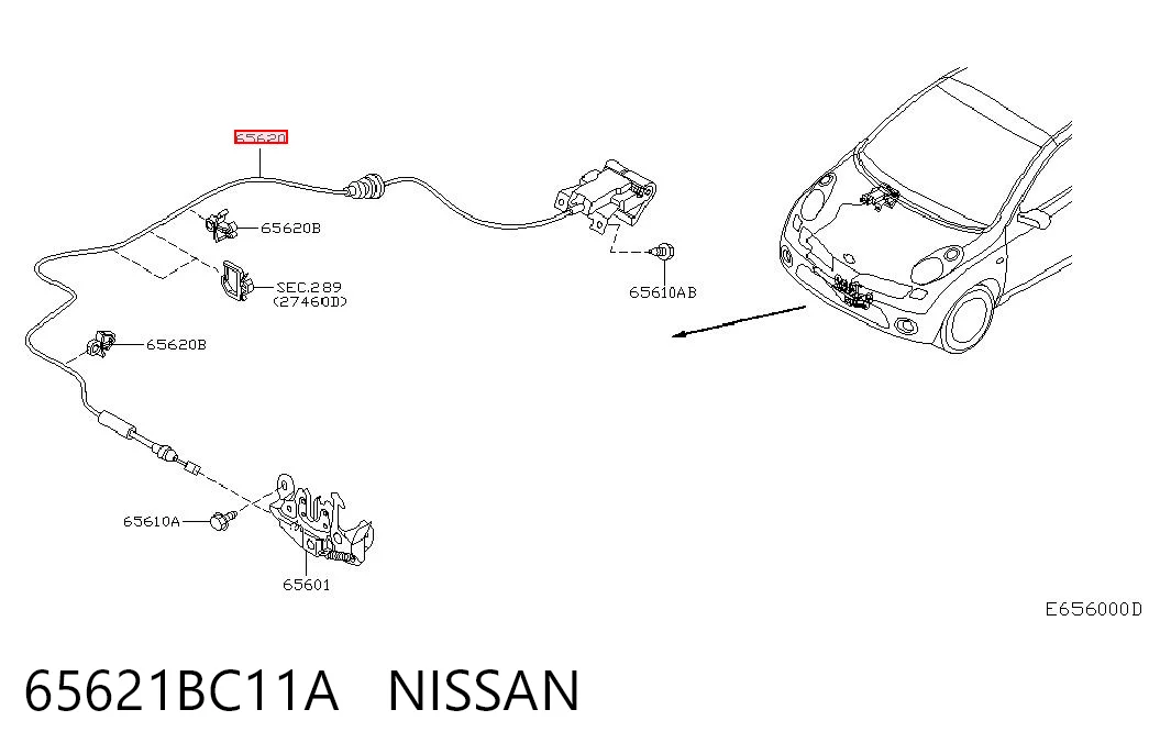 Cabo de abertura da capota Nissan Micra  K12 ao melhor preço