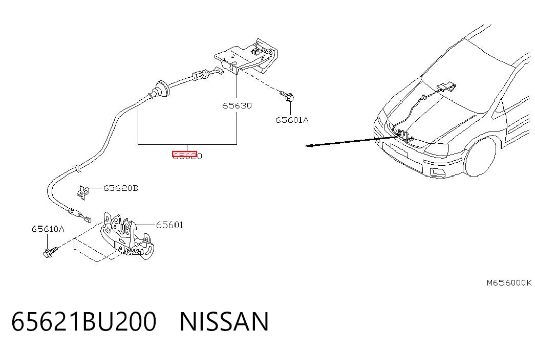 Cabo de abertura da capota Nissan Almera V10 ao melhor preço