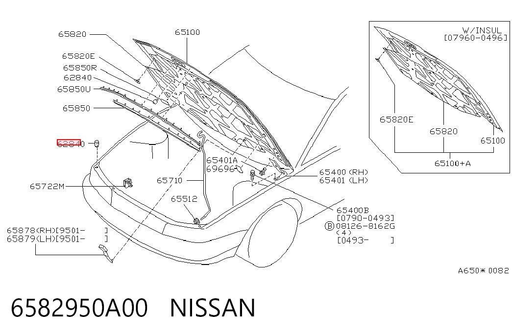 6582950A00 Nissan/Infiniti Pára-choque (grade de proteção) da capota