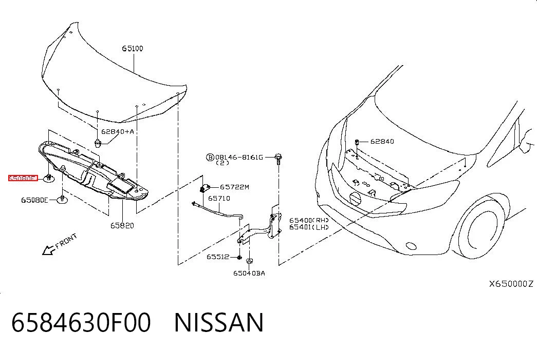 6584630F00 Nissan/Infiniti Cápsula (prendedor) de isolador térmico da capota
