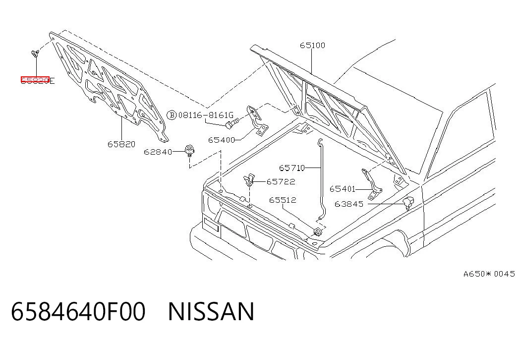 6584640F00 Nissan/Infiniti Cápsula (prendedor) de isolador térmico da capota