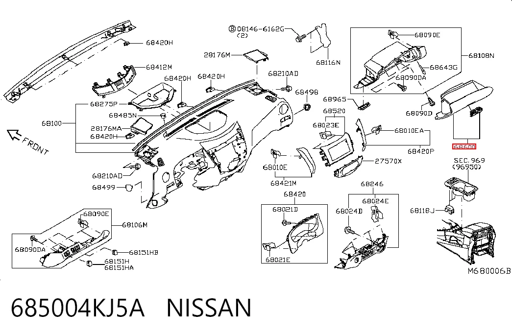 Tampa da caixa para luvas (porta-luvas) Nissan Navara  D23, D23T ao melhor preço