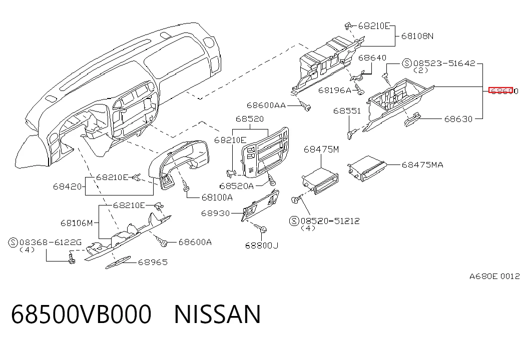 Caixa para porta-luvas (porta-luvas) Nissan Patrol  Y61 ao melhor preço