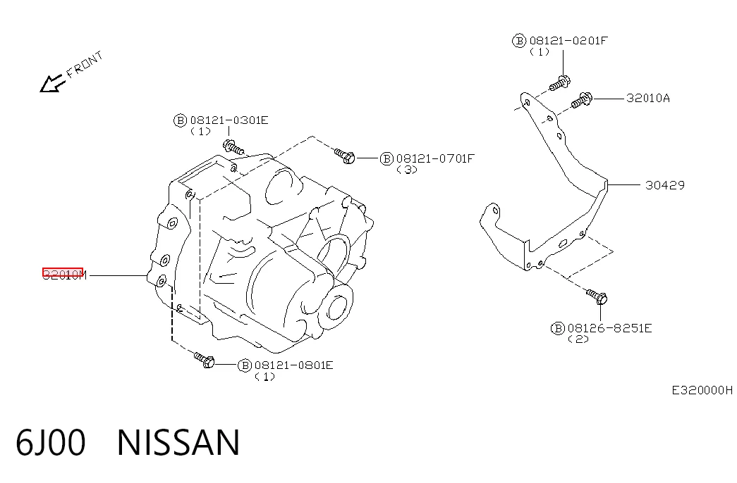 6J00 Nissan/Infiniti Caixa de Mudança montada (caixa mecânica de velocidades)