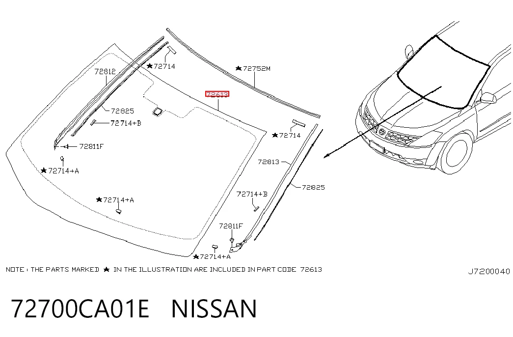 Pára-brisas para Nissan Murano  Z50