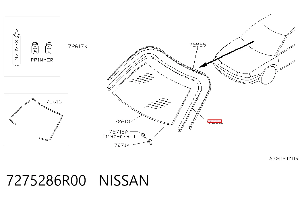 Moldura de pára-brisas Nissan Sunny III Y10 ao melhor preço