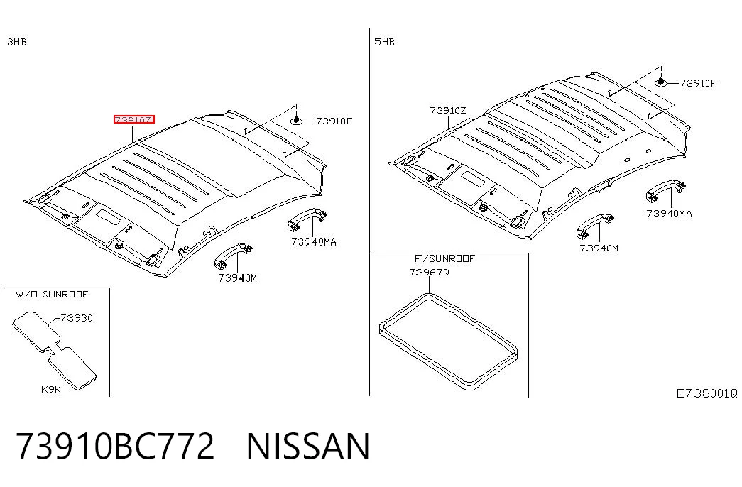 Revestimento do teto Nissan Micra  K12 ao melhor preço