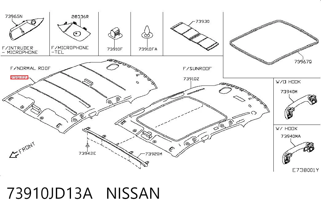 Revestimento do teto Nissan Qashqai I J10 ao melhor preço