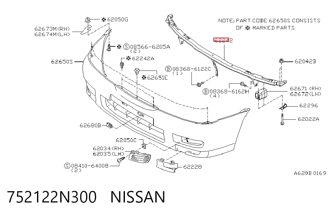  Consola do pára-choque dianteiro Nissan Almera I hatchback (N15) (1995 - 2000) I