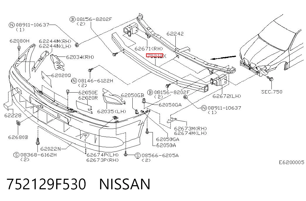 Reforçador do pára-choque dianteiro Nissan Primera P11 ao melhor preço