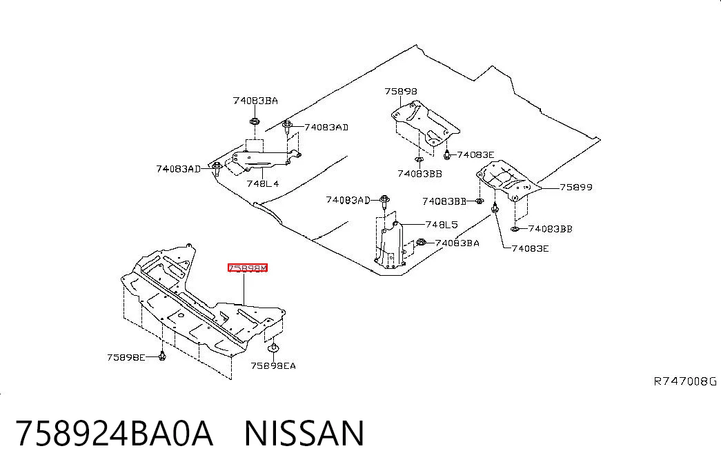 758924BA0A Nissan/Infiniti Proteção de motor dianteira