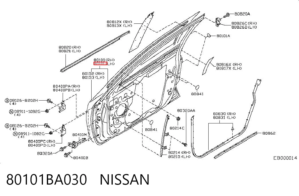 Porta dianteira esquerda para Nissan Primera  P12