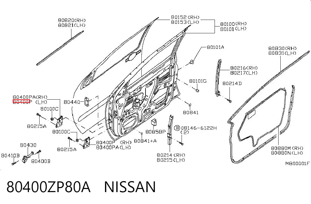 80400ZP80A Nissan/Infiniti Gozno da porta dianteira direita