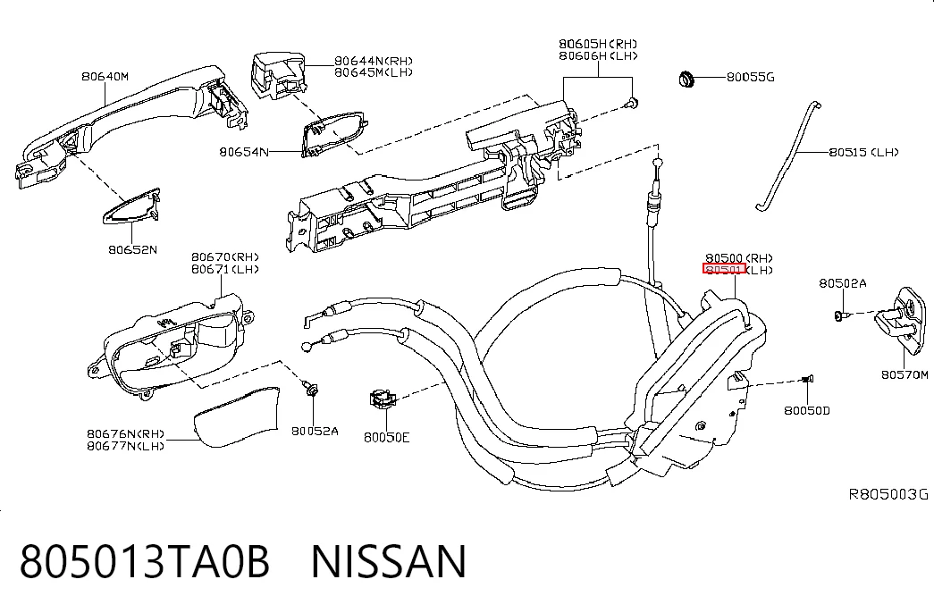 Fecho da porta dianteira esquerda para Nissan Altima L33 