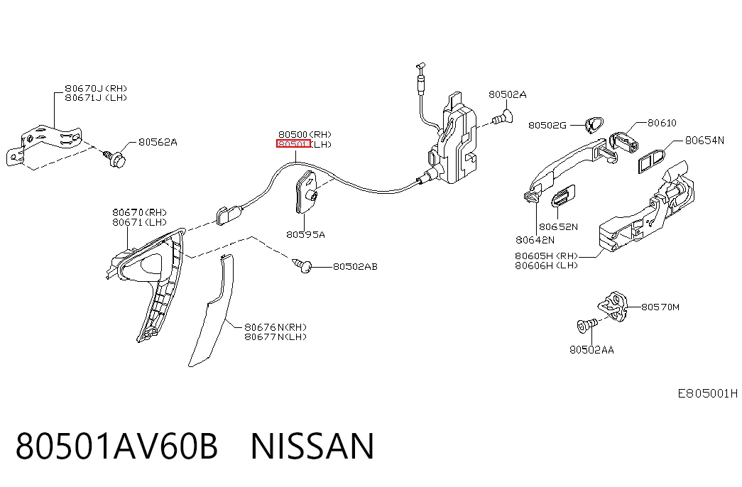 Fecho da porta dianteira esquerda para Nissan Primera  P12