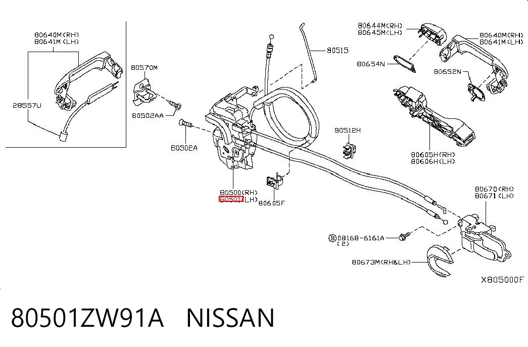 Fecho da porta dianteira esquerda Nissan Tiida C11X ao melhor preço