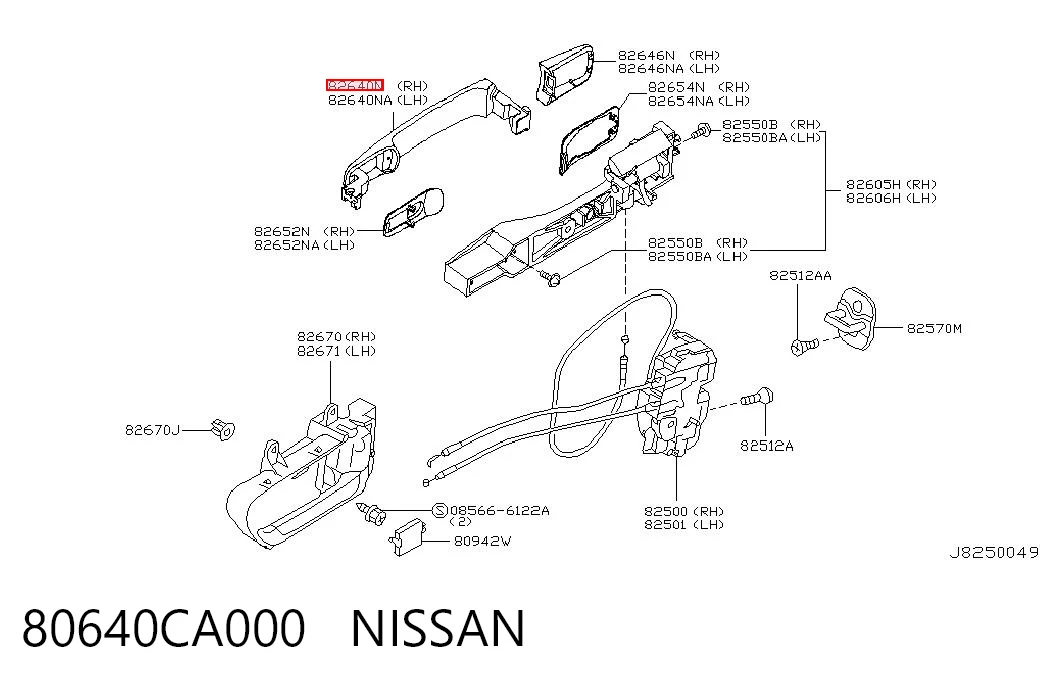 80640CA000 Nissan/Infiniti Maçaneta externa da porta dianteira