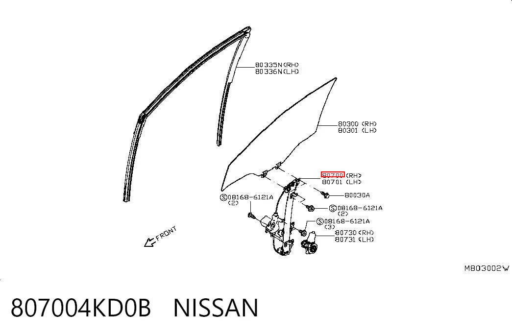 Mecanismo de acionamento de vidro da porta dianteira direita Nissan Navara  D23, D23T ao melhor preço
