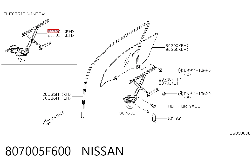 Mecanismo de acionamento de vidro da porta dianteira direita Nissan Micra K11 ao melhor preço