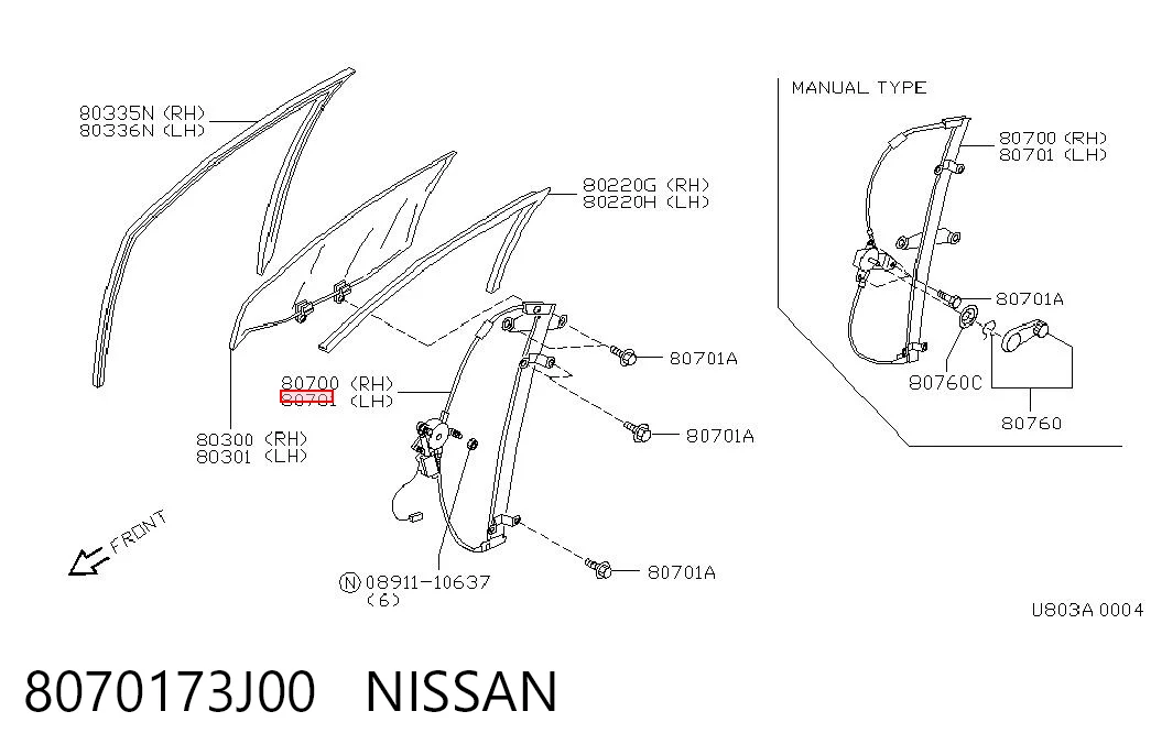 Mecanismo de acionamento de vidro da porta dianteira esquerda Nissan Primera  P10