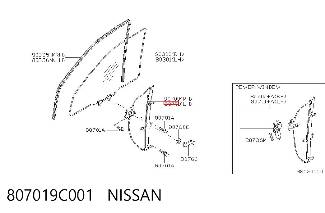 Mecanismo de acionamento de vidro da porta dianteira esquerda Nissan Vanette CARGO C23