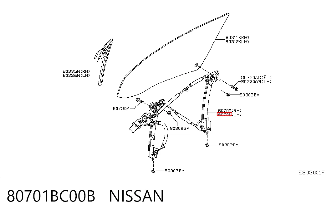 Mecanismo de acionamento de vidro da porta dianteira esquerda para Nissan Micra K12