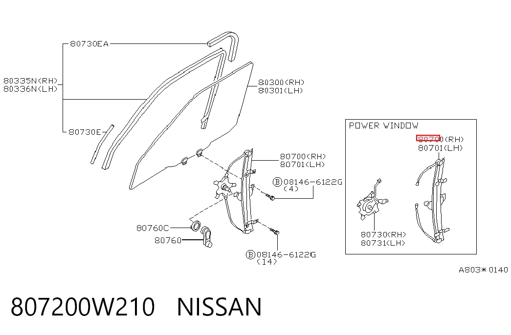 Mecanismo de acionamento de vidro da porta dianteira direita Nissan Pathfinder R50 ao melhor preço