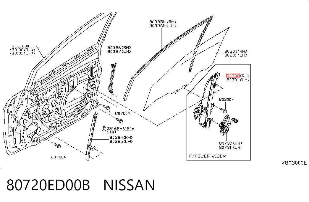 Mecanismo de acionamento de vidro da porta dianteira direita Nissan Tiida  C11X ao melhor preço