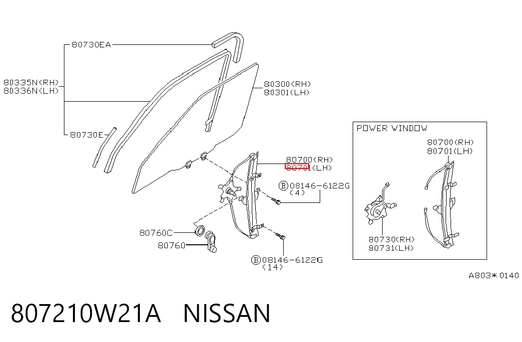 Mecanismo de acionamento de vidro da porta dianteira esquerda para Nissan Pathfinder R50