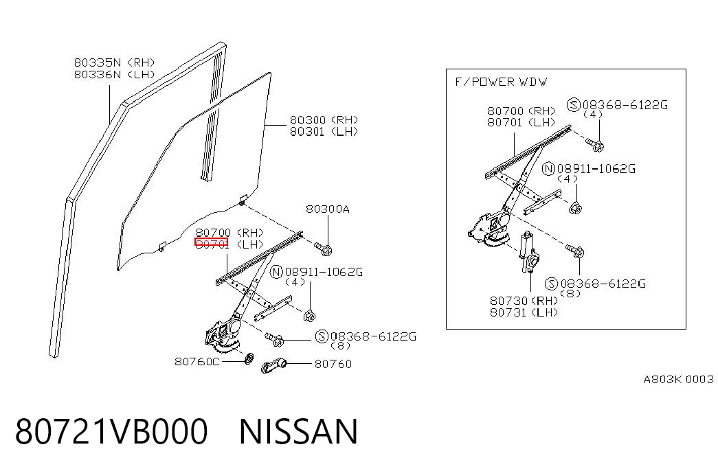 Mecanismo de acionamento de vidro da porta dianteira esquerda Nissan Patrol  Y61 ao melhor preço