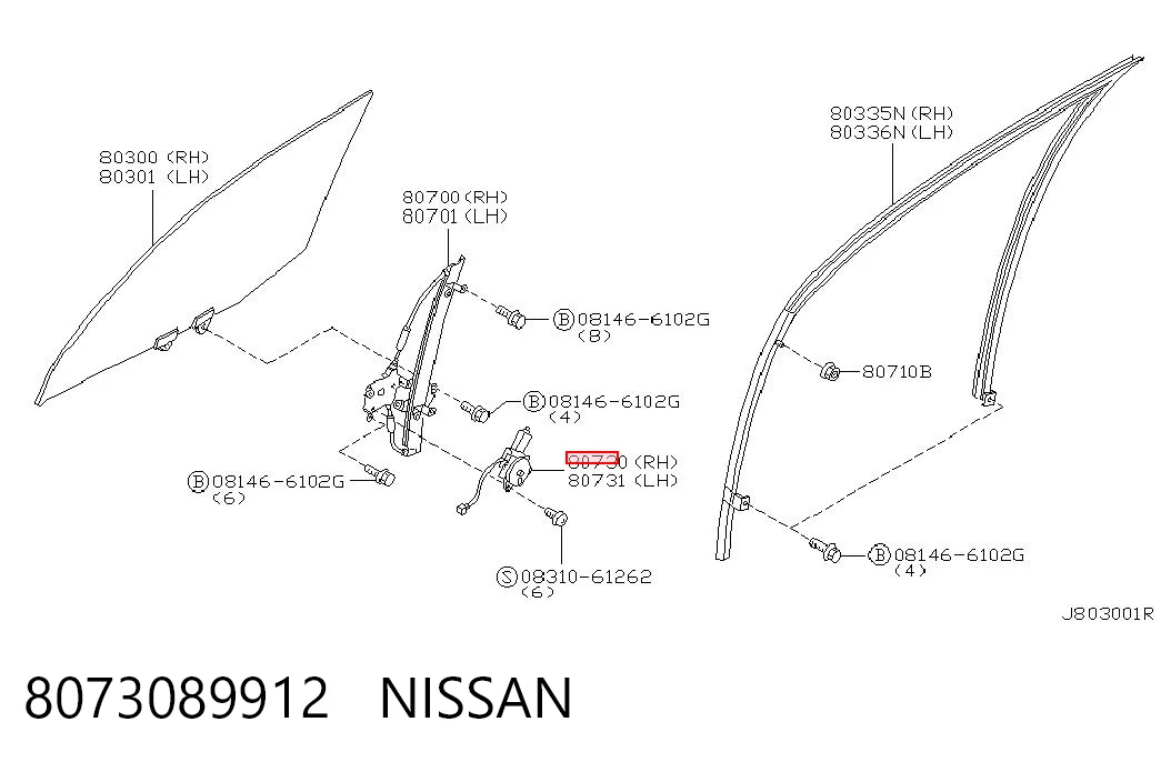 8073089912 Nissan/Infiniti Motor de acionamento de vidro da porta dianteira direita