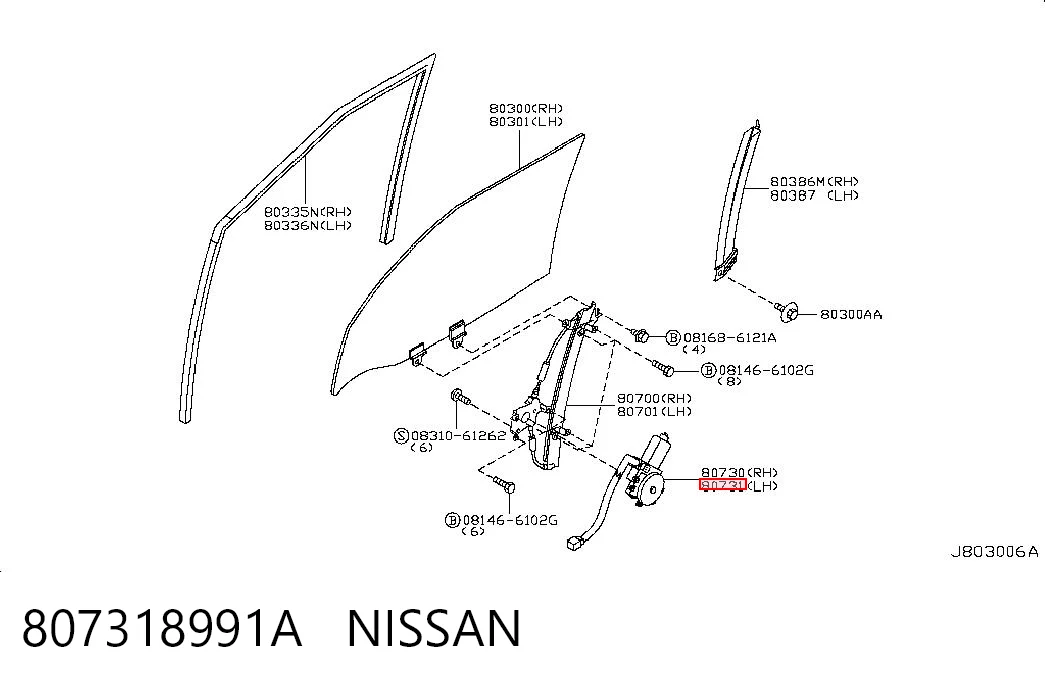 807318991A Nissan/Infiniti Motor de acionamento de vidro da porta traseira esquerda