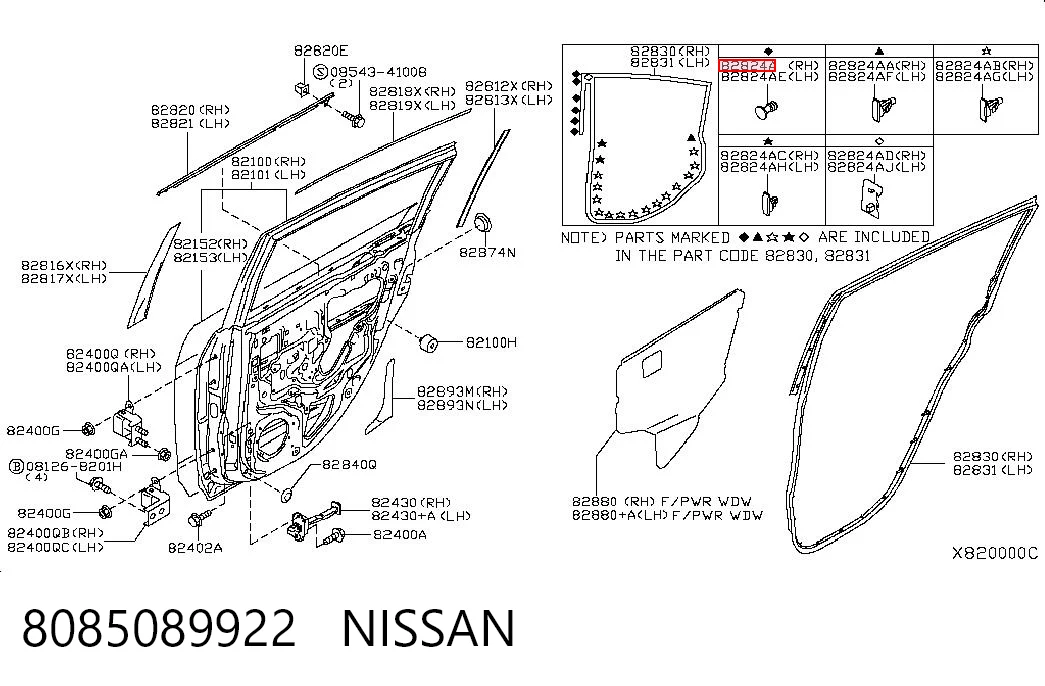 8085089922 Nissan/Infiniti Cápsula (prendedor) de fixação de revestimento da porta