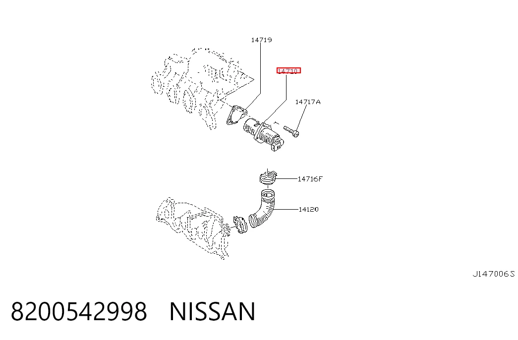 8200542998 Nissan/Infiniti Válvula EGR de recirculação dos gases