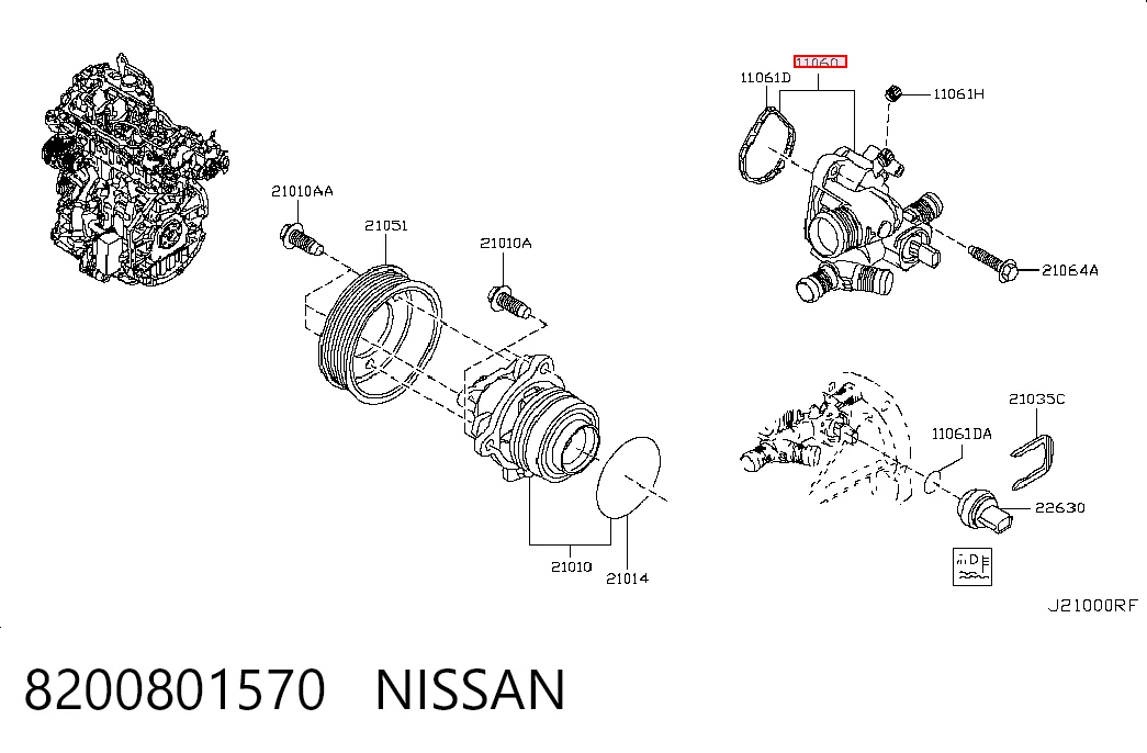 Caixa do termostato para Renault Espace IV JK0