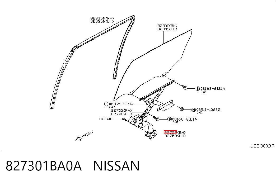 827301BA0A Nissan/Infiniti Motor de acionamento de vidro da porta traseira direita