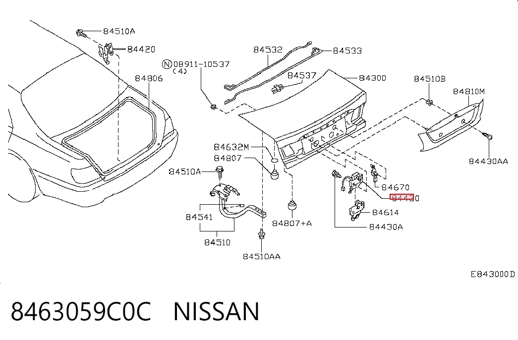 Fecho de tampa de porta-malas (de 3ª/5ª porta traseira) para Nissan Almera II N16