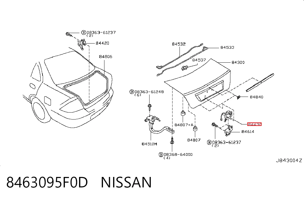 Fecho de tampa de porta-malas (de 3ª/5ª porta traseira) para Nissan Almera B10RS