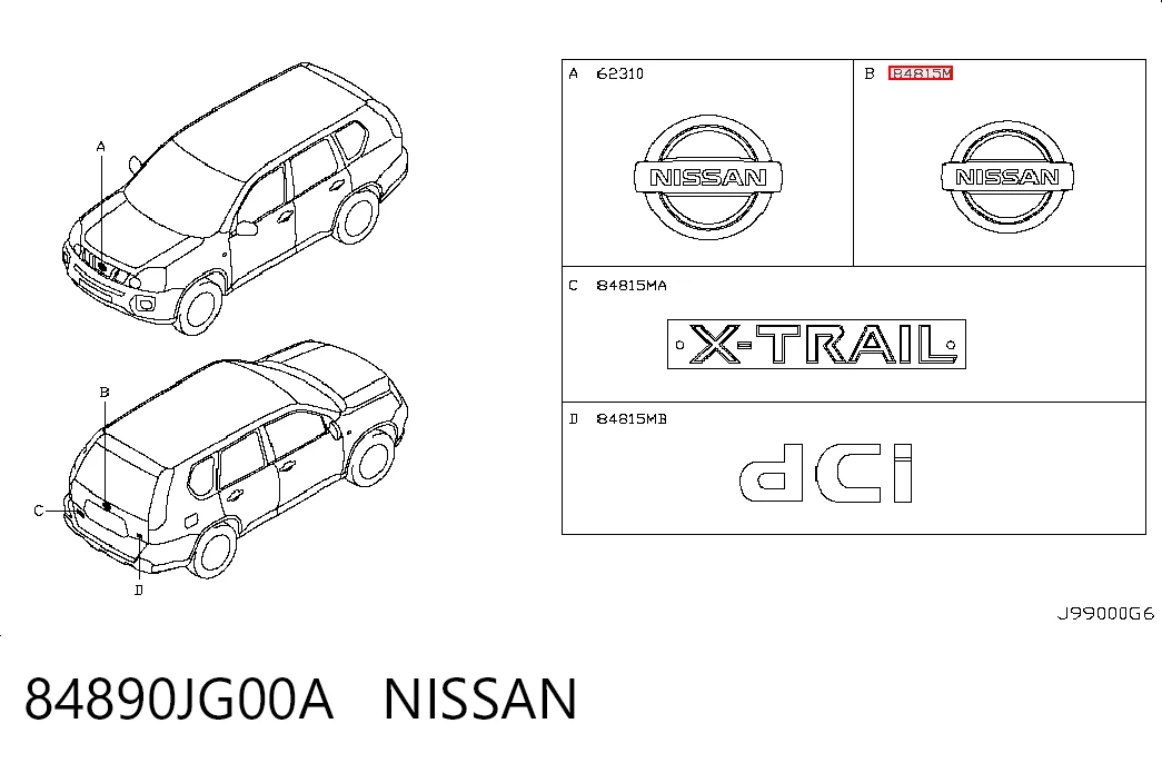 Emblema de tampa de porta-malas (emblema de firma) para Nissan X-Trail T31