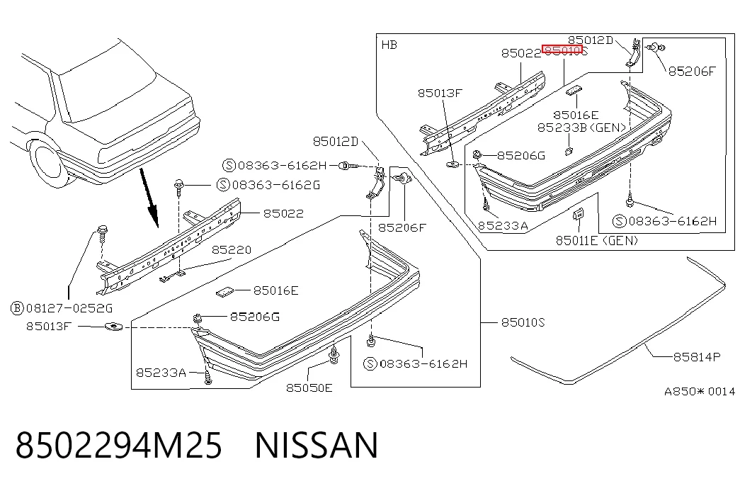 Pára-choque traseiro Nissan Sunny II N13 ao melhor preço