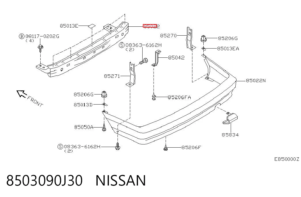 Reforçador do pára-choque traseiro Nissan Primera P10 ao melhor preço