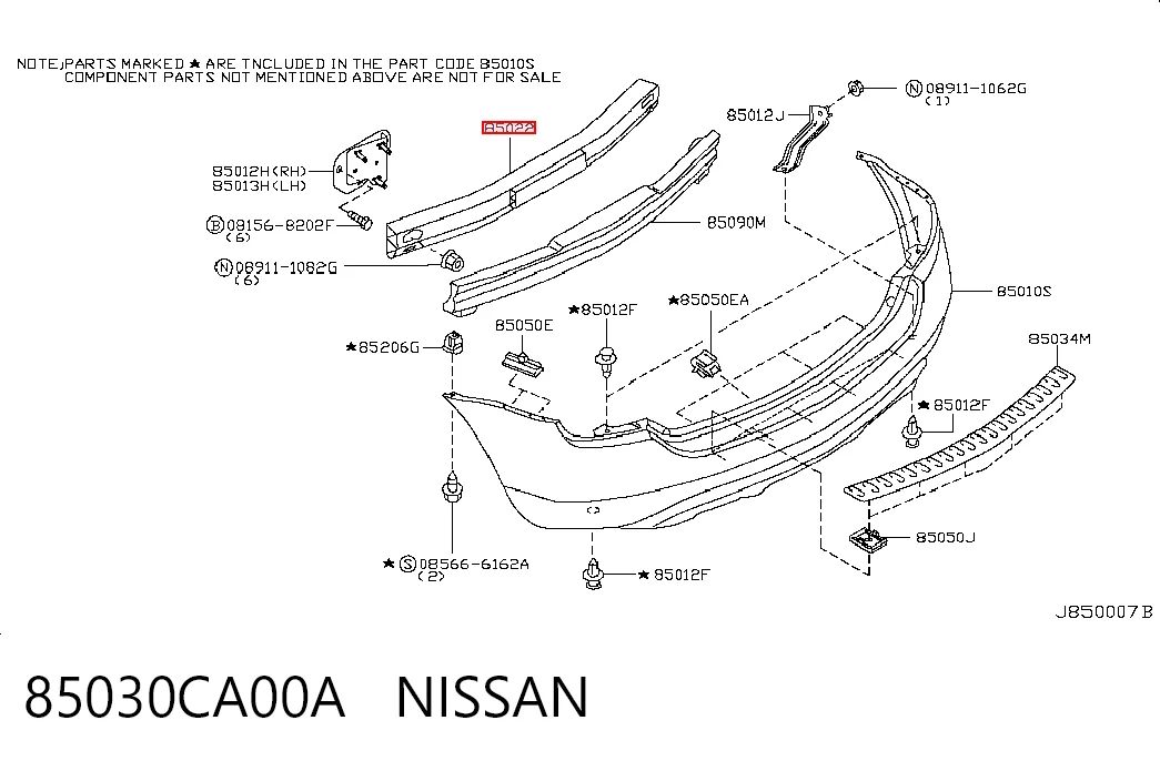Reforçador do pára-choque traseiro para Nissan Murano  Z50