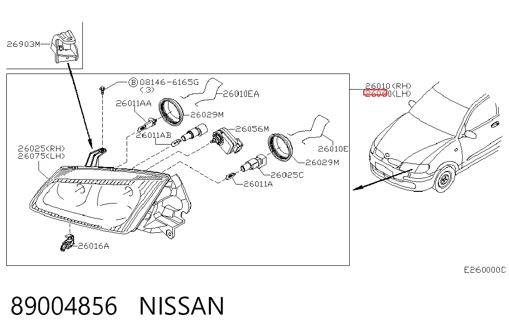 Luz esquerda para Nissan Almera II N16