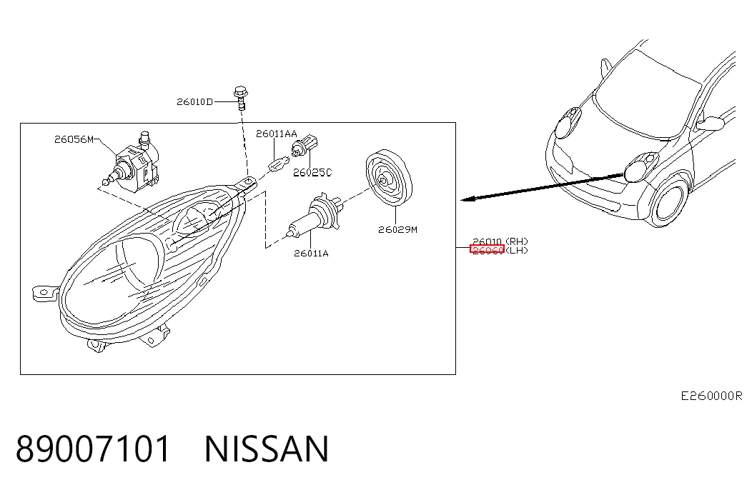 Luz esquerda para Nissan Micra  K12
