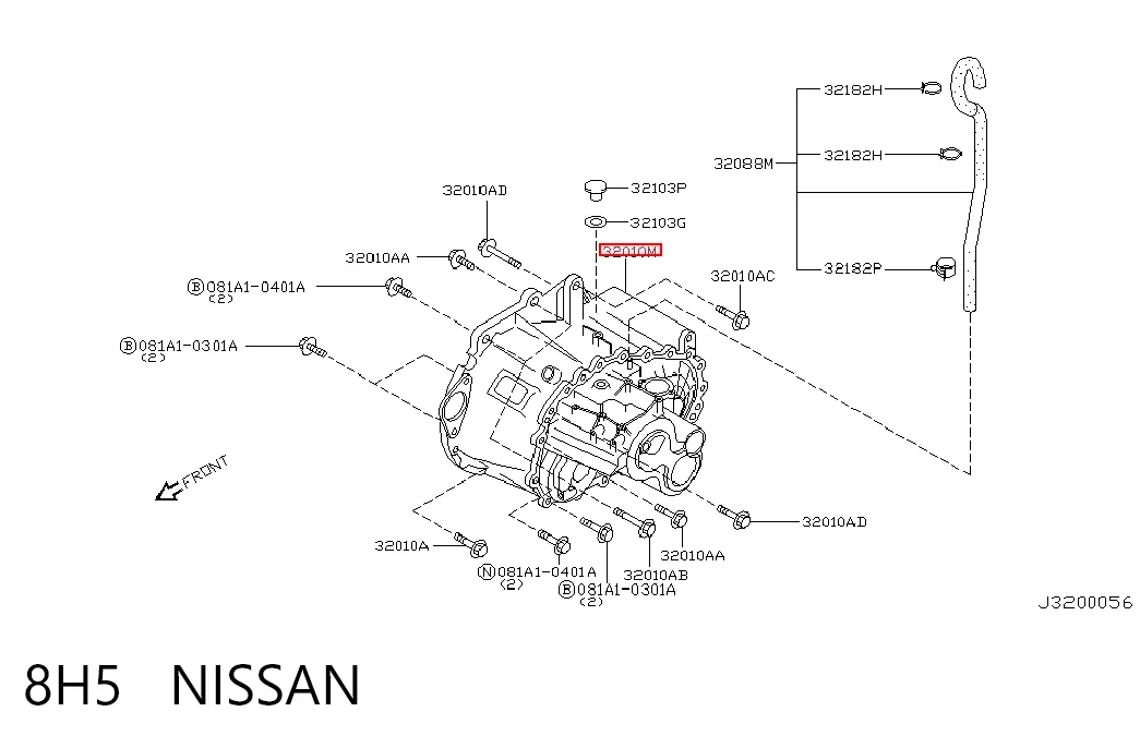 8H5 Nissan/Infiniti Caixa de Mudança montada (caixa mecânica de velocidades)