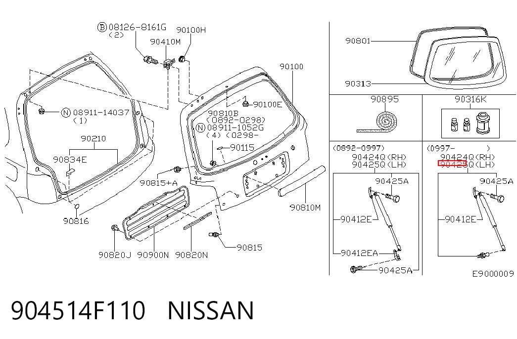 Amortecedor de tampa de porta-malas (de 3ª/5ª porta traseira) Nissan Micra  K10 ao melhor preço