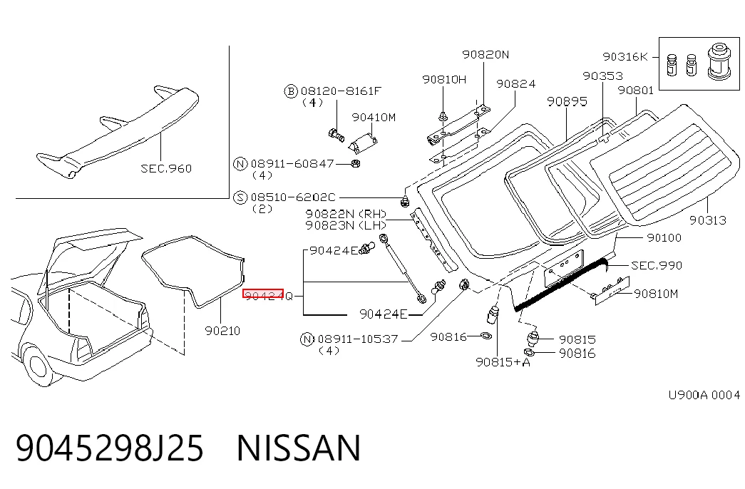 Compre Amortecedor de tampa de porta-malas (de 3ª/5ª porta traseira) Nissan Primera 