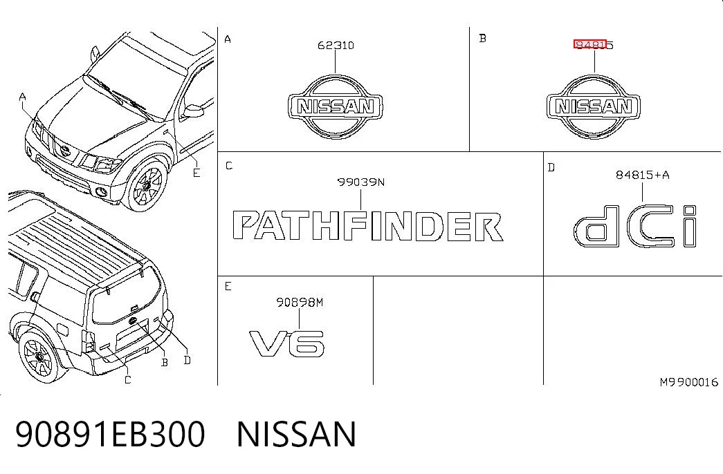 Emblema de tampa de porta-malas (emblema de firma) Nissan Pathfinder R51M ao melhor preço