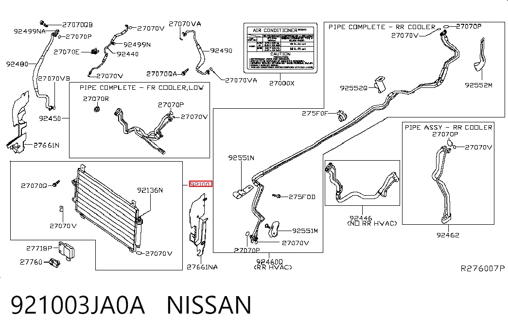 921003JA0A Nissan/Infiniti Radiador de aparelho de ar condicionado
