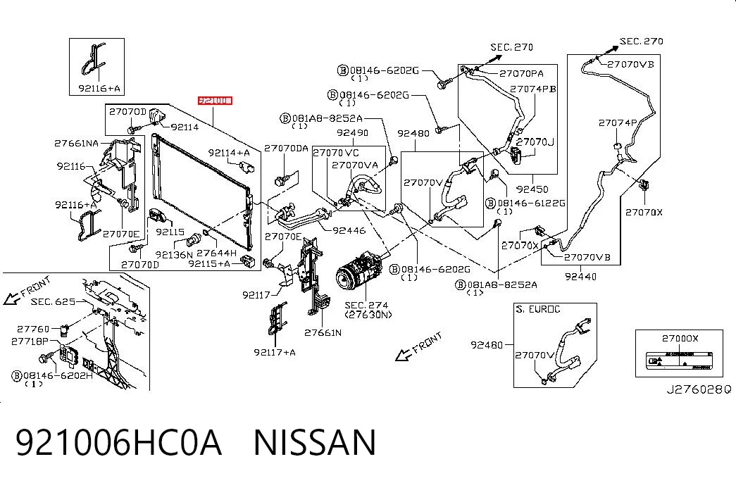 Radiador de aparelho de ar condicionado para Infiniti Q50 V37